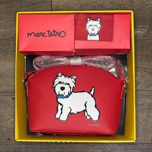Marc Tetro WESTIE Dog Crossbody Purse / Card Holder Set New In Gift Box